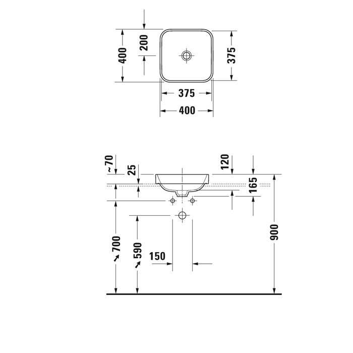 Duravit Happy D.2 Plus Раковина 40х40см, без отв., цвет: Anthracite matt/белый