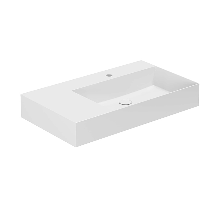 Azzurra Elegance Squared Раковина подвесная/накладная, 81x46xH12,5 см, левая, 1 отв., цвет: Bianco lucido