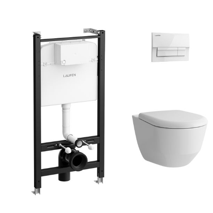  Laufen Pro Унитаз подвесной, безободковый смыв Rimless, с инсталляционной системой, сиденье с крышкой SC, панель смыва цвет: белый