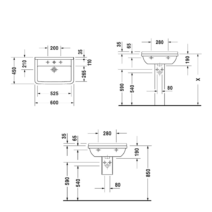 Duravit  Starck 3 Раковина 60x45см., 1 отв., цвет: белый