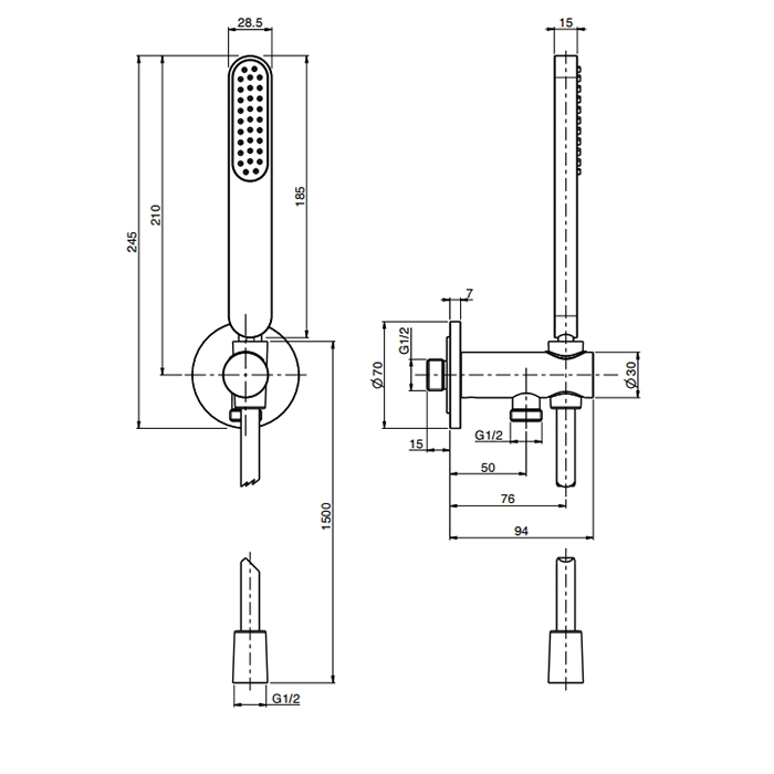 Fima Carlo Frattini Set doccia Душевой гарнитур, ручной душ с держателем и шланогом 150см., цвет: хром