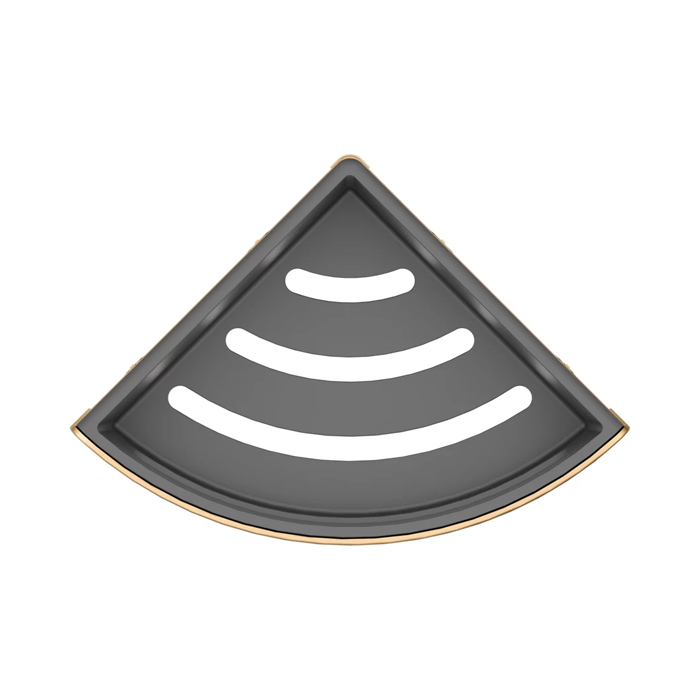 Keuco Elegance Полочка для душа, подвесная, угловая, цвет: brushed brass/anthracite