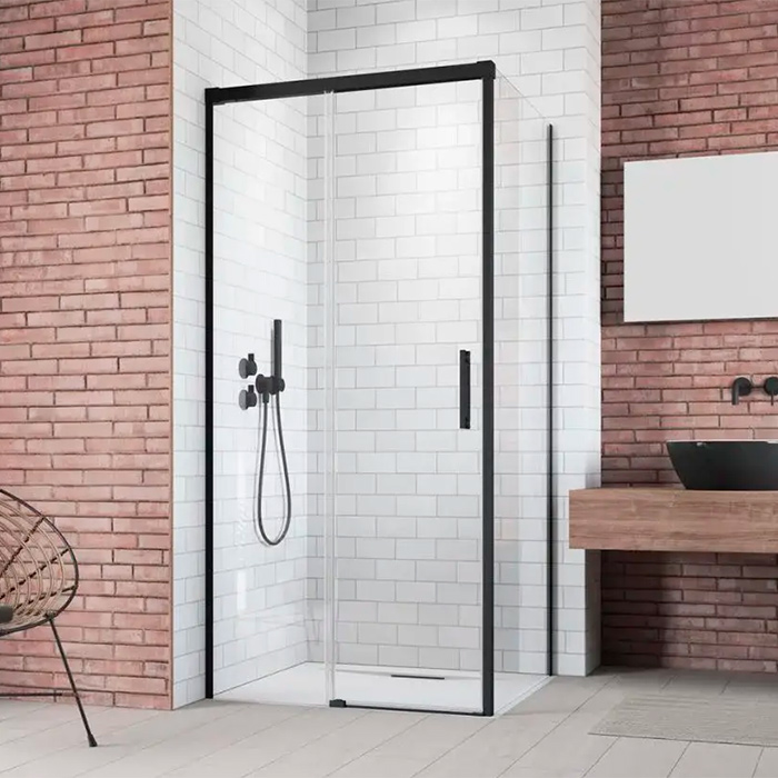 Radaway Idea Боковая стенка 90см, стекло прозрачное, покрытие Easy Clean, профиль: черный