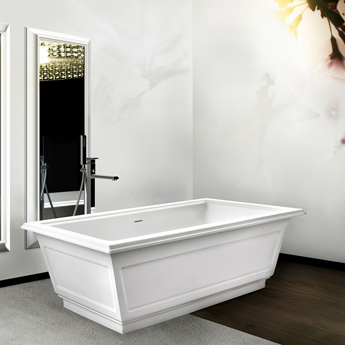 Gessi Eleganza Ванна отдельностоящая 180х85x55см, со сливом-переливом, цвет: матовый белый