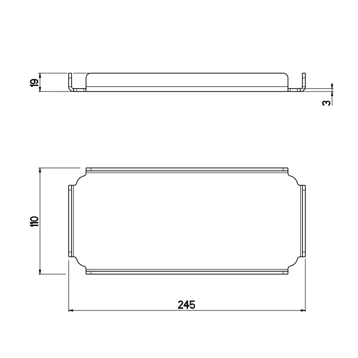 QuadroDesign Поднос 24.5х11х1.9см., подвесной, цвет: Brushed Stainless Steel