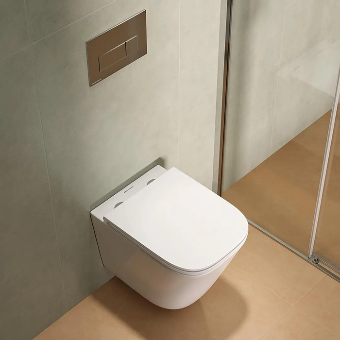 Kerama Marazzi Cubo Унитаз 34х48см, подвесной, смыв торнадо, с крепежом и сиденьем, цвет: белый глянцевый