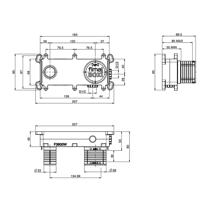 Fima Carlo Frattini Встраиваемая часть настенного однорычажного смесителя для раковины