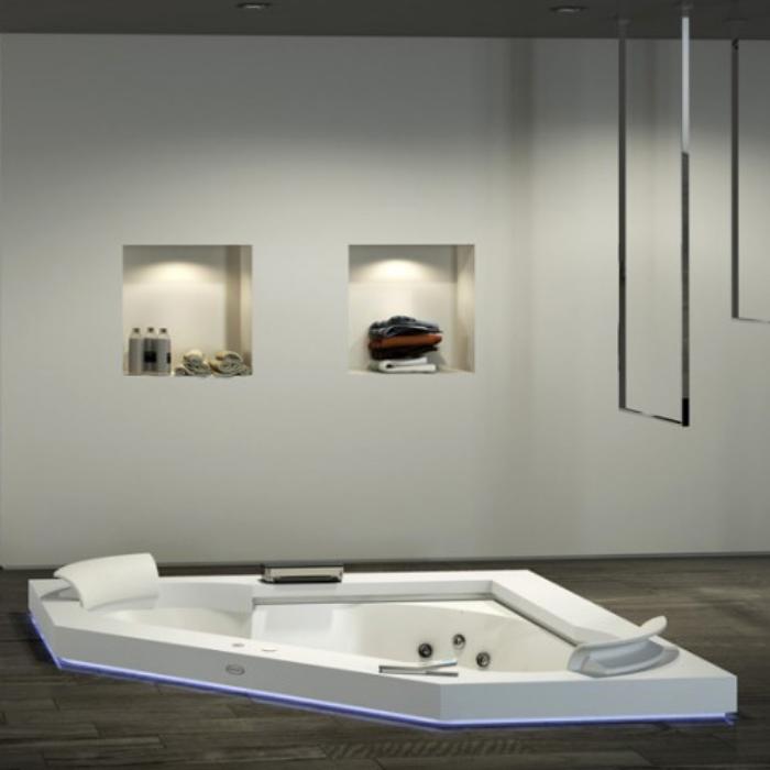 Ванна гидромассажная встроенная без отверстий под Jacuzzi Aura 160x160x60 см, цвет: белый