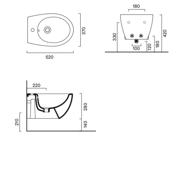 Catalano Italy Биде подвесное 52х37см., с 1 отв., цвет: белый глянцевый
