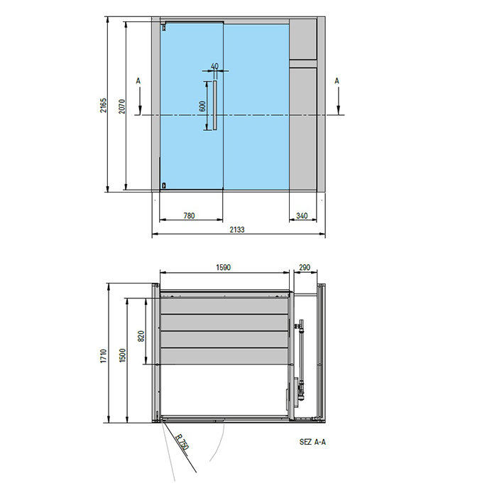 Effegibi One H Filo Сауна 214x171х217см, пристенная, цвет: Stone