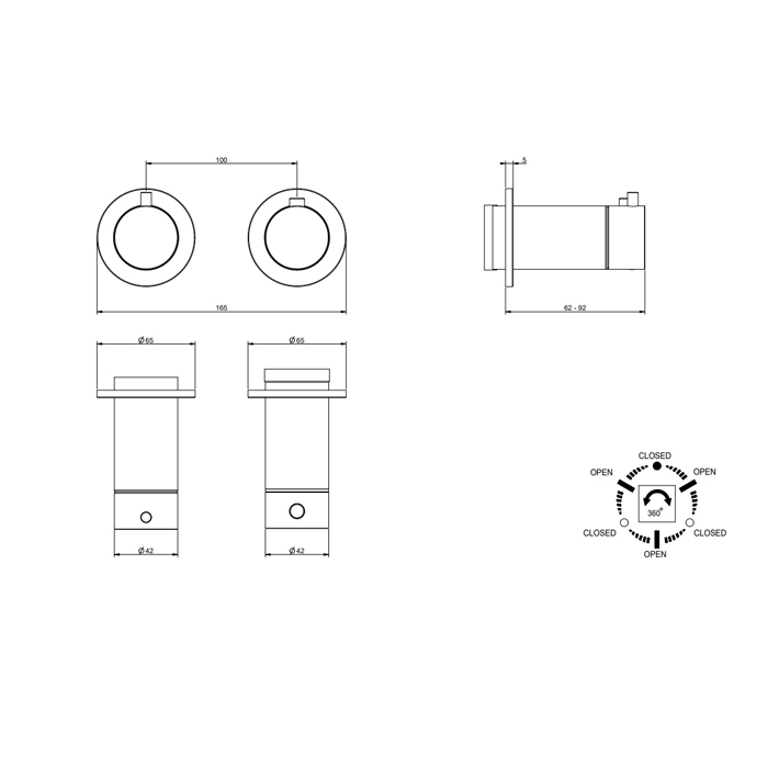 Gessi Anello  Внешние части для термостатического смесителя на 3 позиции, цвет: Finox Brushed Nickel