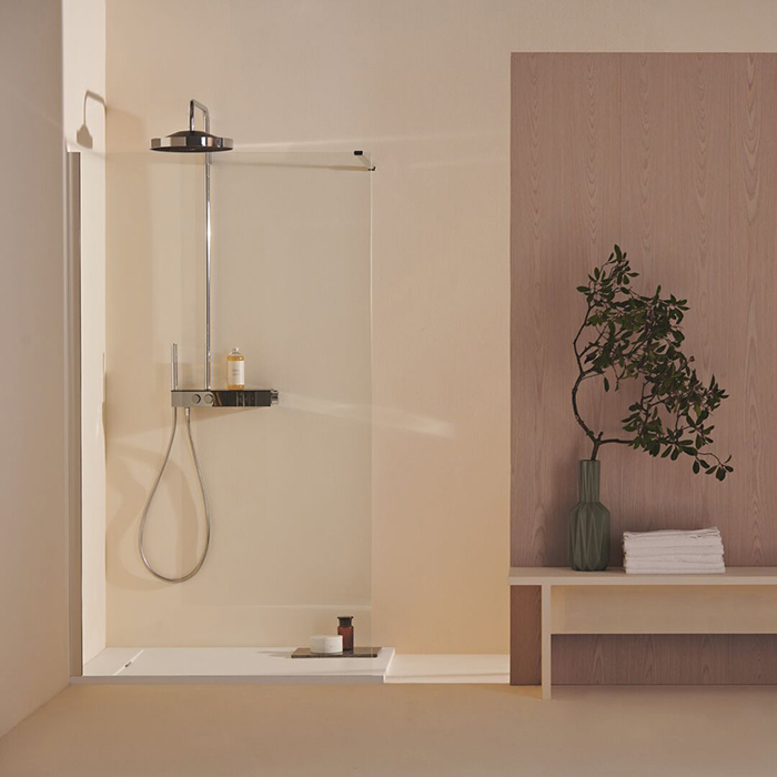 Ideal Standard Solos Душевая система с термостатическим смесителем, держатель для лейки, 3-функциональный (Rain, Silkrain, SecondSkin) круглый пластиковый верхний душ 30см., ручной душ, шланг 175см., цвет: хром
