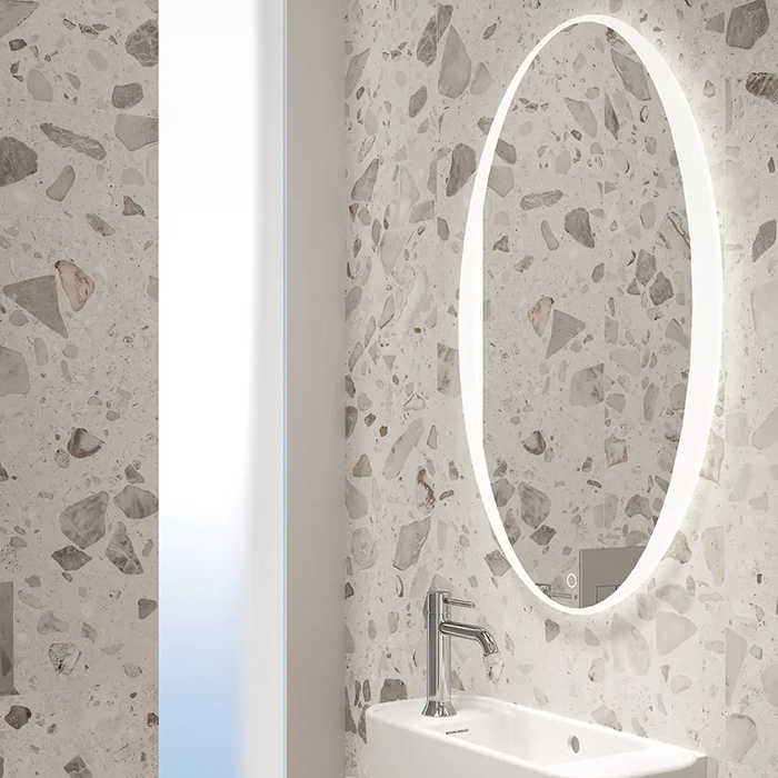 Kerama Marazzi Elegance Зеркало Анри 52см, подвесное, сенсор смена цвета подсветки и диммер, цвет: белый