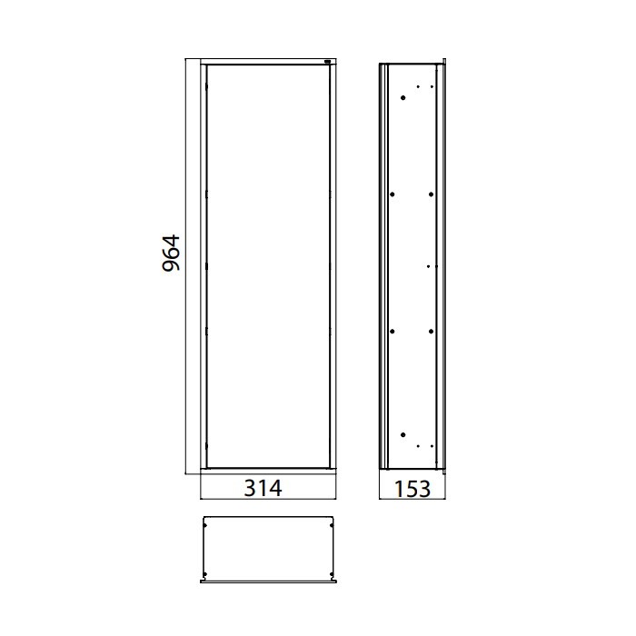 EMCO Asis 300 Шкаф встраиваемый, 2 полки, дверь правая/левая, подвесной, цвет: алюминий/черный