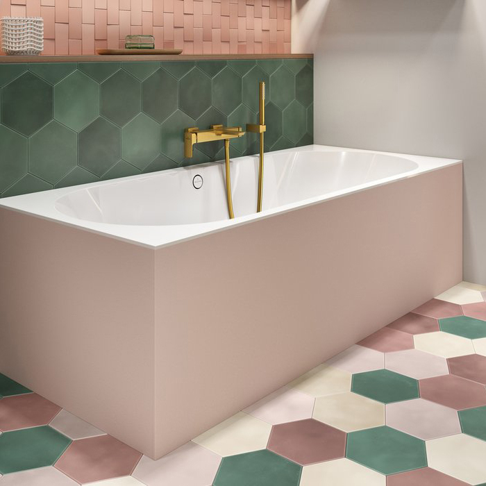 Villeroy&Boch Oberon 2.0 Ванна встраиваемая 1800*800*485, слив по центру, в к-те ножки и слив-перелив хром, материал: Quaryl, цвет: альпийский белый