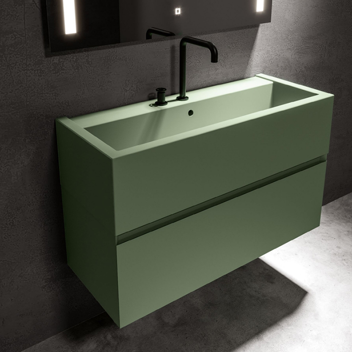 Kerasan Kanaal Раковина подвесная 100х40х25см., с 2 отв., цвет: Matt green