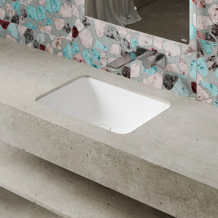 Salini Marea 06 Раковина врезная снизу 55х40х13.4cм., без отв., без перелива, мат-л: S-Sense, цвет: белый