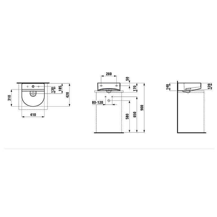 Laufen Sonar Раковина 41x42х14 см, 1 отв., покрытие LLC, цвет: белый