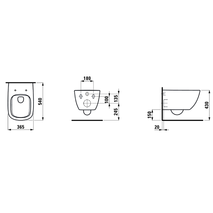Laufen Palomba Унитаз 54х36х26.5 см., подвесной, безободковый, смыв Rimless, сиденье микролифт, цвет: белый матовый