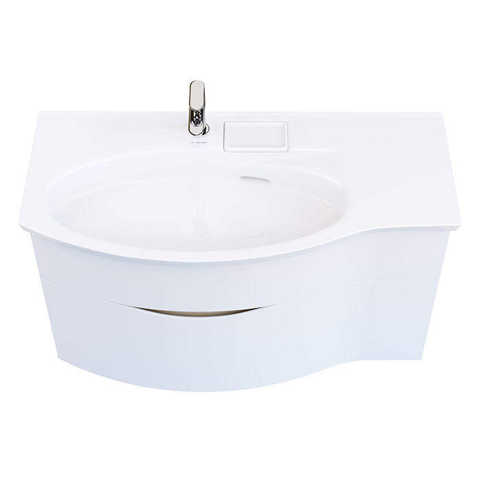 Kerama Marazzi Riva Тумба подвесная 100см, левая, с раковиной, цвет: белый матовый