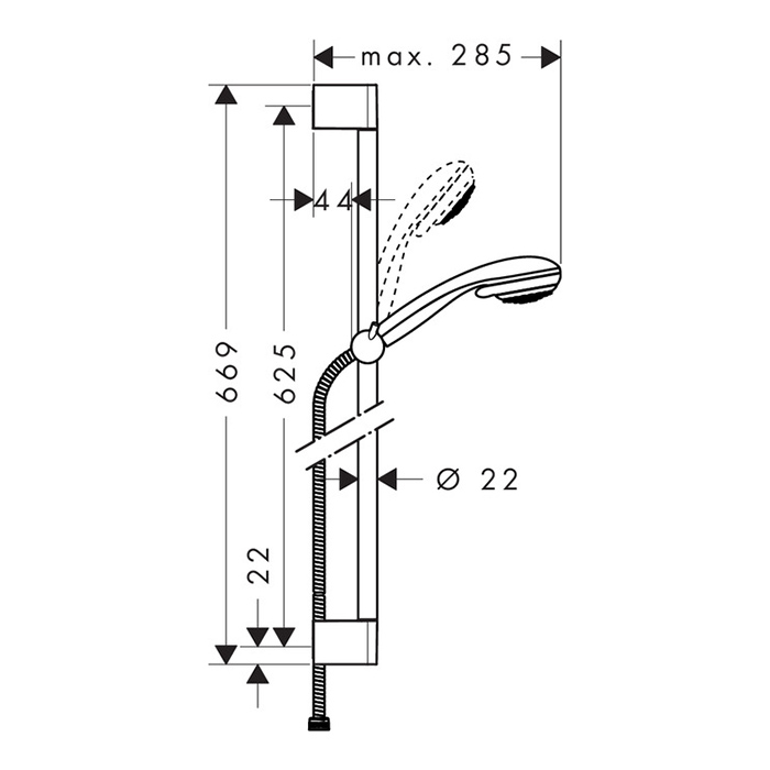 Hansgrohe Crometta 85 Vario/Unica Crometta Душевой гарнитур 65см, цвет: хром