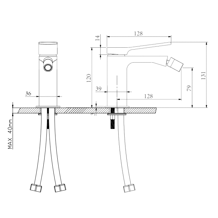 NEMO Prima Смеситель для биде, 1 отв., с донным клапаном, цвет: gun metal