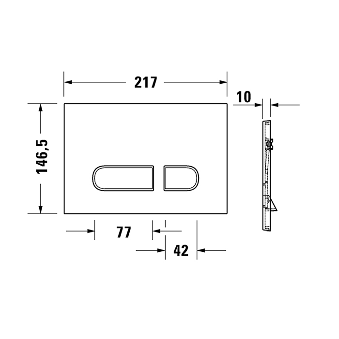 Duravit DuraSystem А1 Клавиша смыва для унитаза, 21.7х14.6см, двойной смыв, фронтальная пластина, цвет: белый