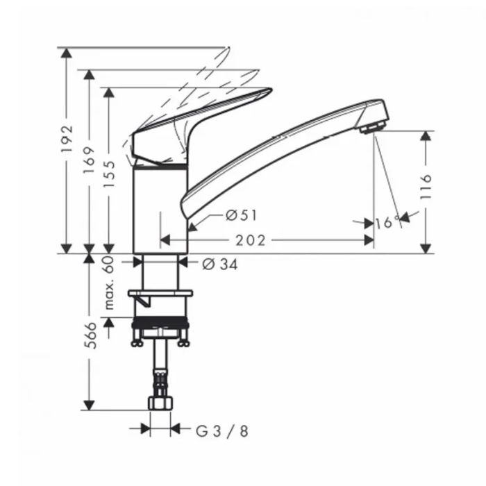 Hansgrohe MySport Смеситель для кухни, 1 отв., цвет: хром