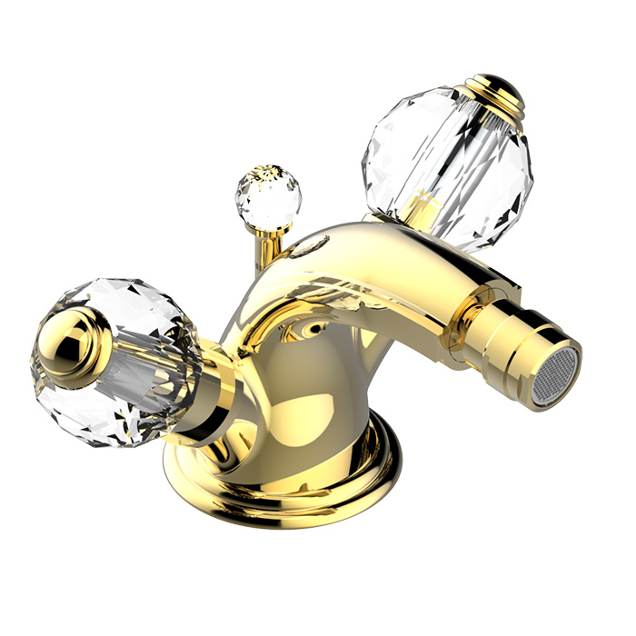 THG Mandarine Cristallia Diamant Смеситель для биде на 1 отверстие, с донным клапаном, цвет: полированное золото