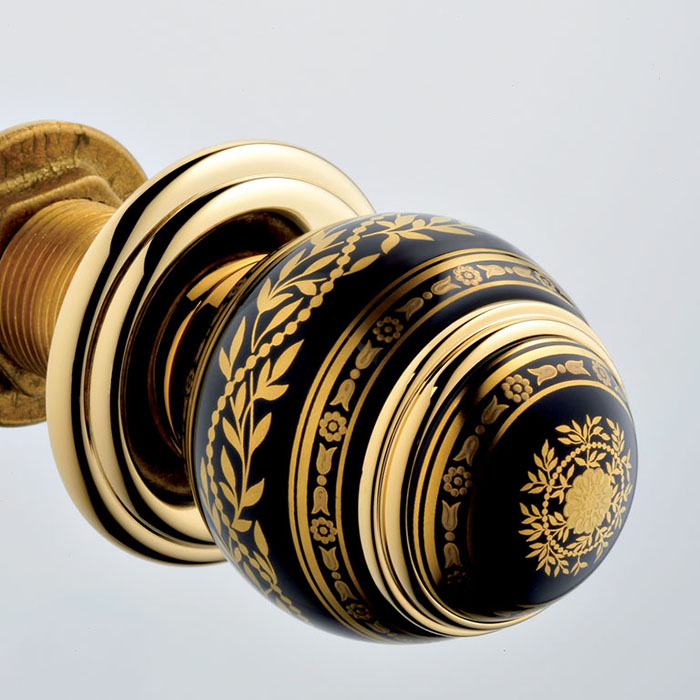 THG MARQUISE NOIR DECOR OR Ручка дверная одинарная, декор черный/золото, цвет: полированное золото