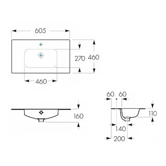 Roca Victoria-N UNIK Раковина подвесная 60x46x16см., с 1 отв., цвет: белый