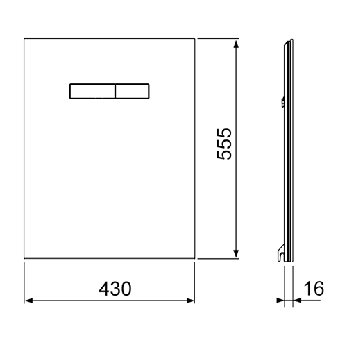 TECElux  Комплект для установки стандартного унитаза с верхней панелью 430×555×16 мм, с механическим блоком управления стекло цвет: белый