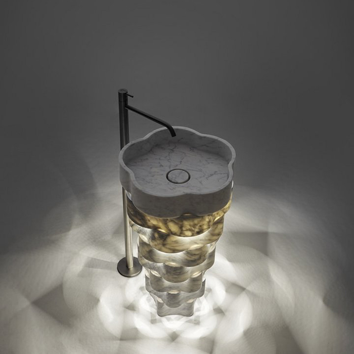 Antonio Lupi Intreccio Раковина 47x85 см, без отв., с LED подсветкой, с донным клапаном и сифоном, цвет: Marmo di Carrara