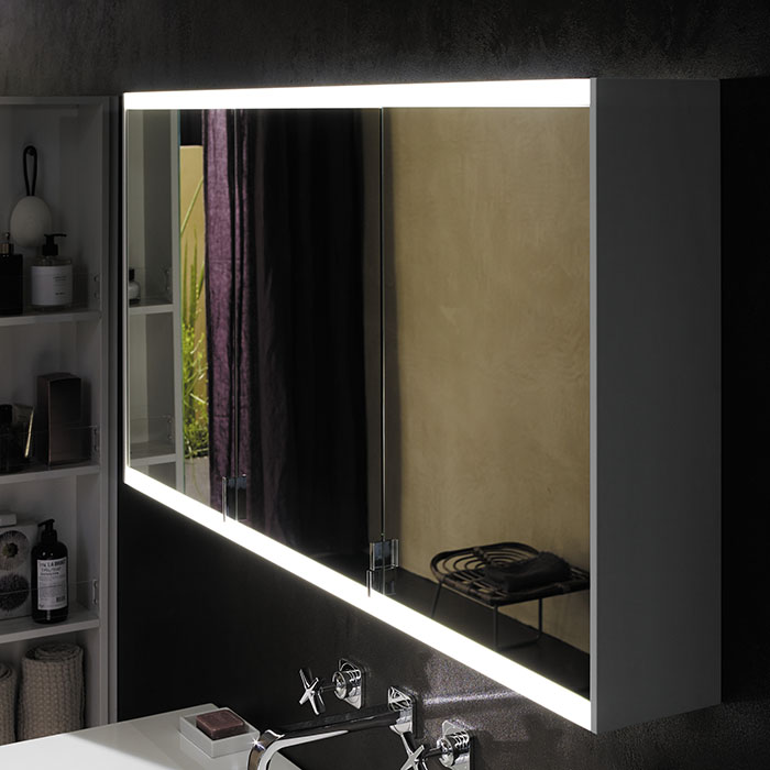 Burgbad Yso Зеркальный шкаф 122x65.6 см, с подсветкой, цвет: белый матовый