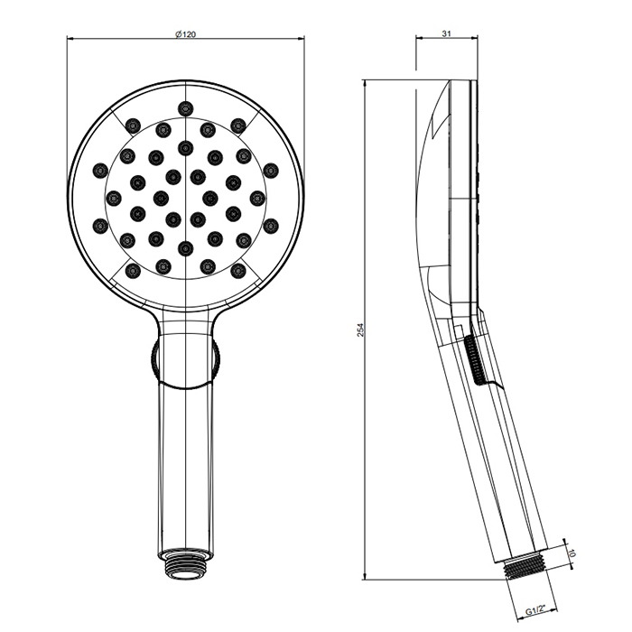 Gessi Emporio shower Ручной душ, с 3 режимами струи с защитой от накипи с круглым переключателем, цвет: Black XL