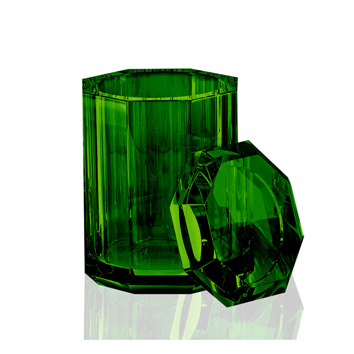 Decor Walther Kristall BMD Баночка универсальная 9x9x14см, с крышкой, настольная, цвет: хрусталь зеленый