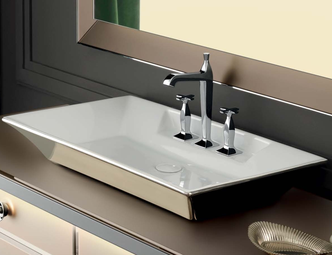 VITAGE milldue edition MAJESTIC 07 Комплект мебели 154х60хh78см., напольная, раковина, зеркало, отделка: стекло Bronzo acidato/black crom