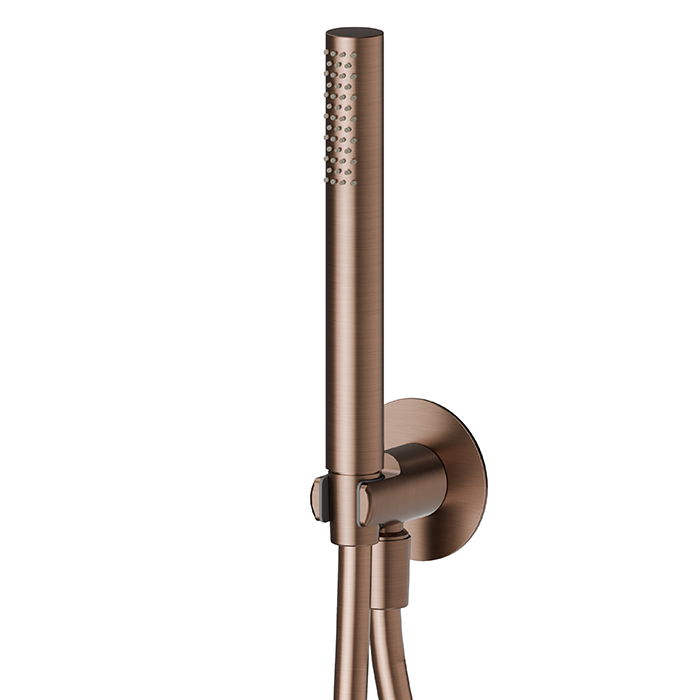 Newform X-STEEL 316 Душевой гарнитур, настенный держатель с ручным душем и шлангом 150 см, цвет: PVD Brushed copper bronze