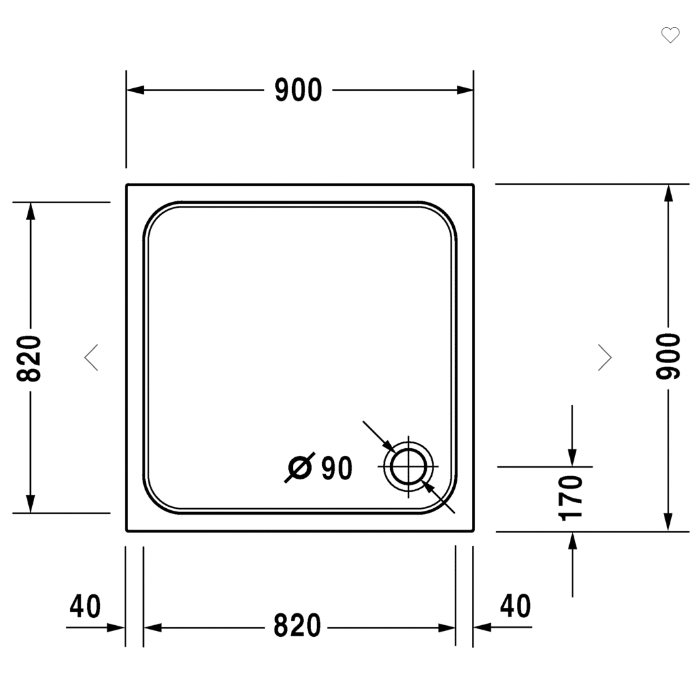 Duravit D-Code Душевой поддон 90x90х8.5см., акриловый, квадратный, цвет: белый