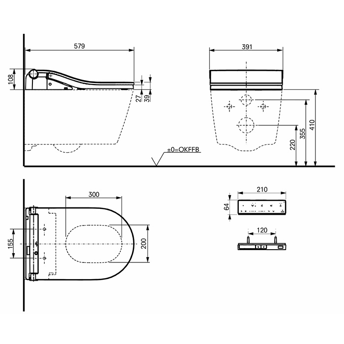 TOTO Washlet RW Сиденье 579x391x108мм, с дистанционным управлением и автосмывом, для унитаза CW542/CW563, цвет: белый/отделка серебро