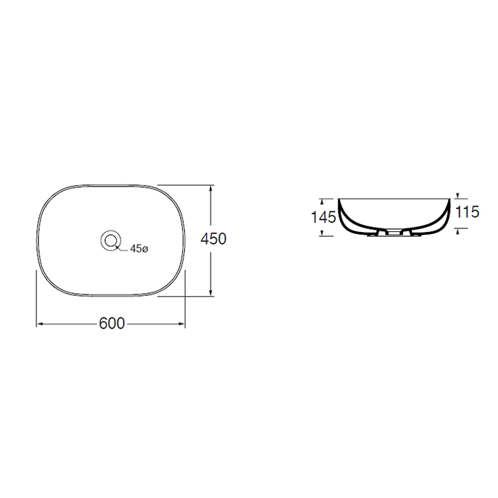 Azzurra Elegance Zip Раковина накладная, 60x45xH15 см, без отв., без перелива, цвет: Bianco lucido