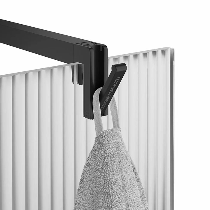 Kerama Marazzi Cristallo Душевое ограждение 120х210см, рифленое стекло, цвет: черный матовый