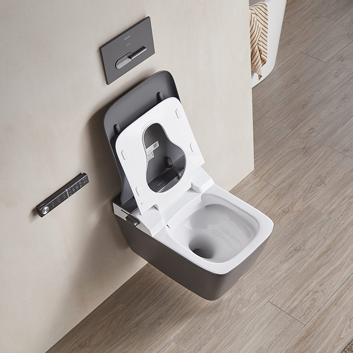 Arrow Glacier Унитаз Smart с функцией биде, 41x60см, подвесной, безободковый, клавиша смыва, цвет: темно серый