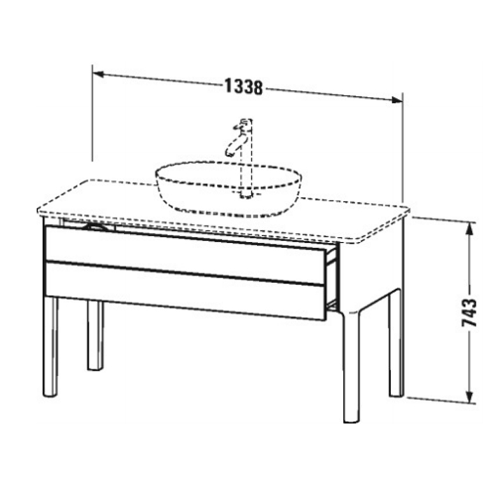 Duravit Luv Комплект мебели 140 см: База напольная, 1 выдв.ящик, с раковиной и столешницей каменной, 743x1388x570, цвет: белый матовый 