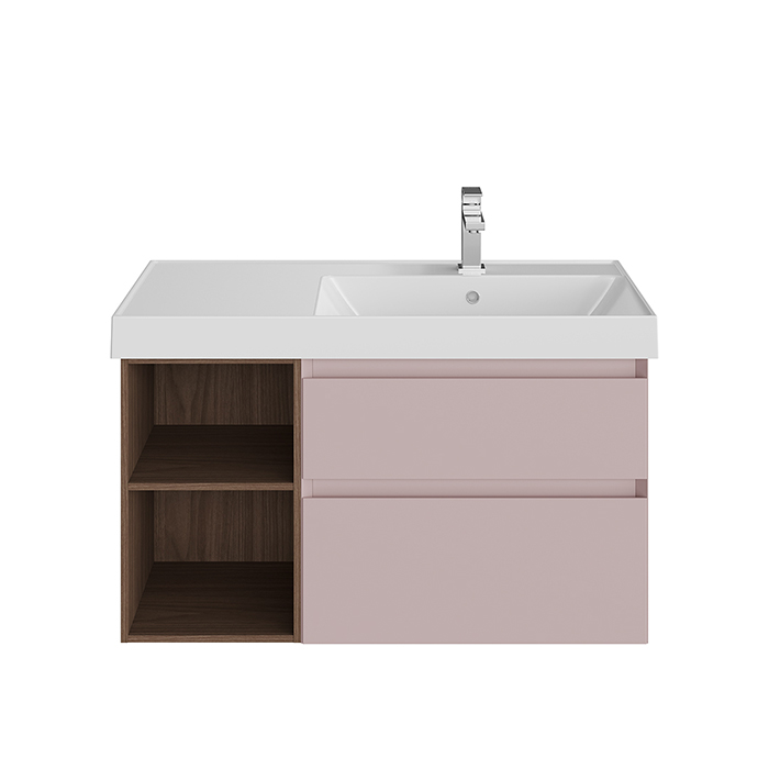 Kerama Marazzi Cubo Тумба подвесная 90см, правая, цвет: мальва матовая / орех