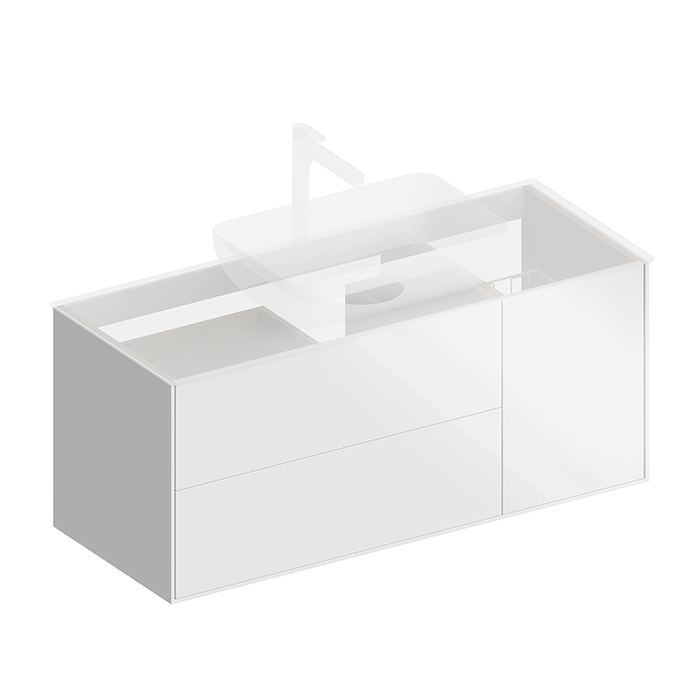 Kerama Marazzi PLAZA Modern Тумба подвесная 120x48см, 3 ящика, цвет: белый / дуб виченце