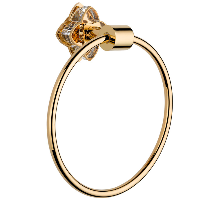 THG Pétale de cristal clair liseré doré Полотенцедержатель - кольцо 18см., подвесной, цвет: золото/прозрачный хрусталь