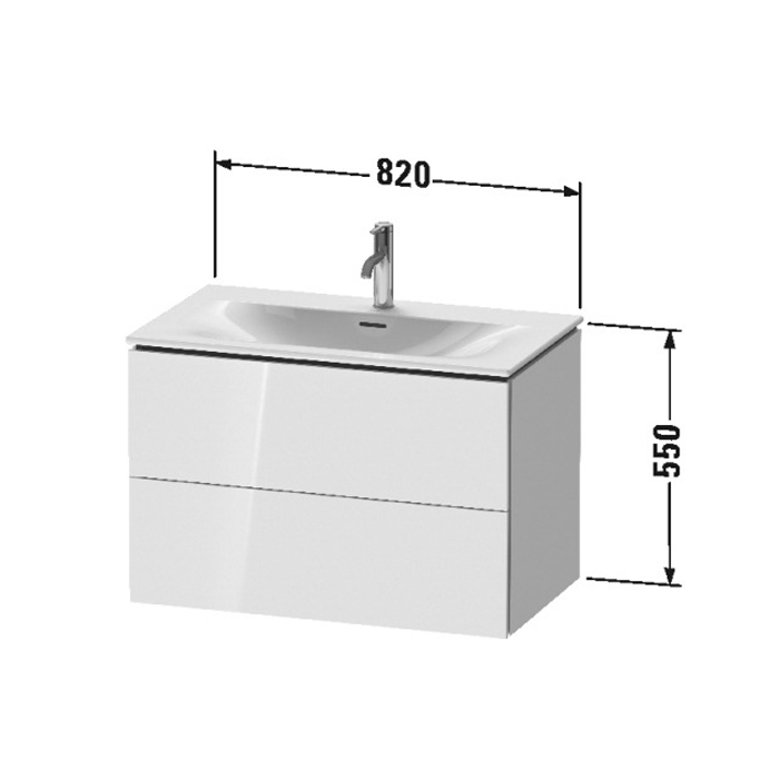 Duravit L-Cube База подвесная 82x48.1x55см с раковиной, 2 ящика, цвет: глянцевый белый