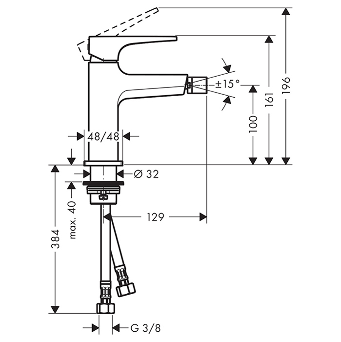 Hansgrohe Metropol Смеситель для биде, на 1 отв, с донным клапаном, излив: 12.9см, цвет: шлифованная бронза