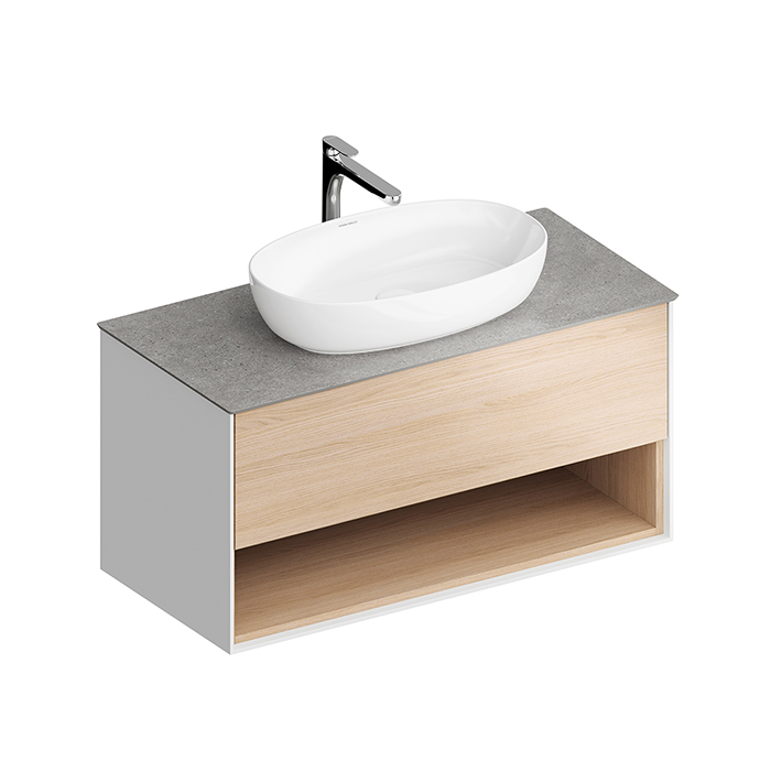 Kerama Marazzi PLAZA Modern Тумба подвесная 100x48см, 1 ящик, цвет: дуб виченце